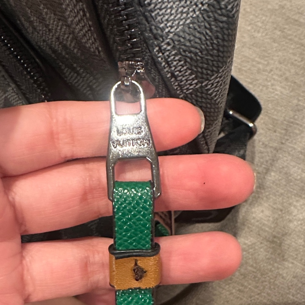 Defected Damier Graphite Backpack with Green Acce… - image 6